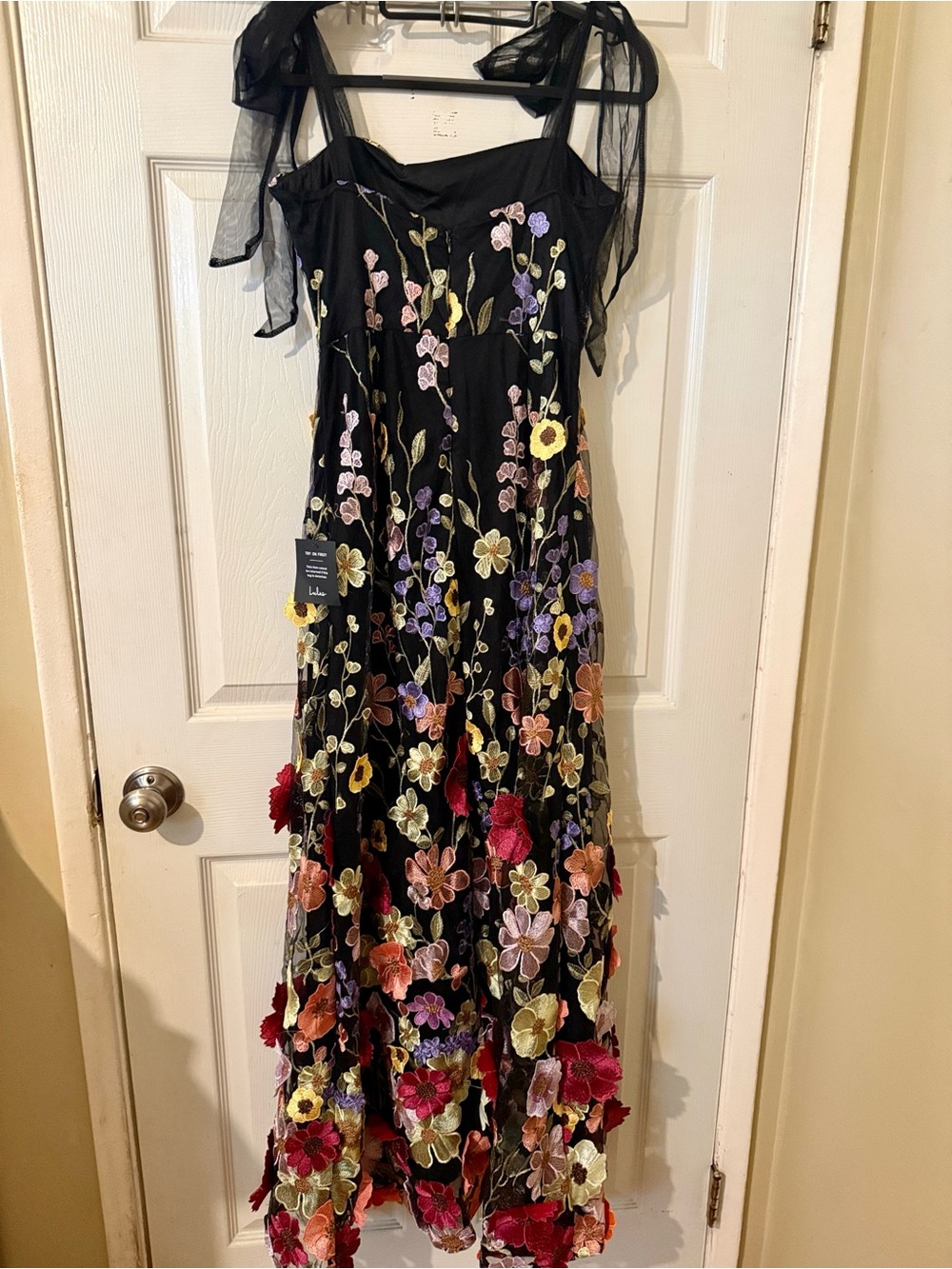 Black Floral Embroidered Maxi Dress - Picture 5 of 5